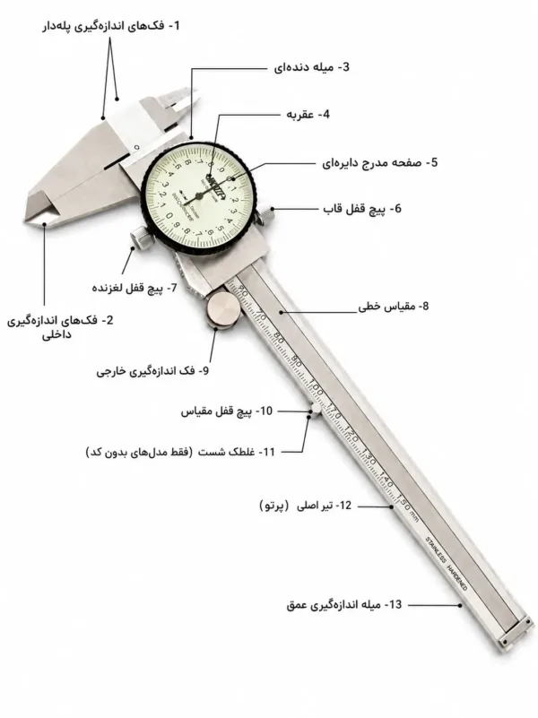 کولیس ساعتی اینسایز مدل 1312-150 ظرفیت ۱۵ سانتیمتر دقت ۰.۰۲ میلیمتر